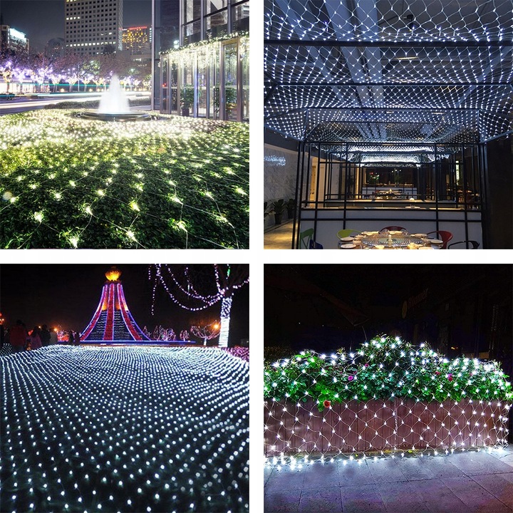 Siatka LED BIAŁA ZIMNA LAMPKI choinkowe KURTYNA 2,5x2,5m 230V