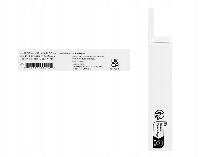 ORYGINALNY ADAPTER PRZEJŚCIÓWKA APPLE MMX62ZM/A LIGHTNING - JACK 3.5mm