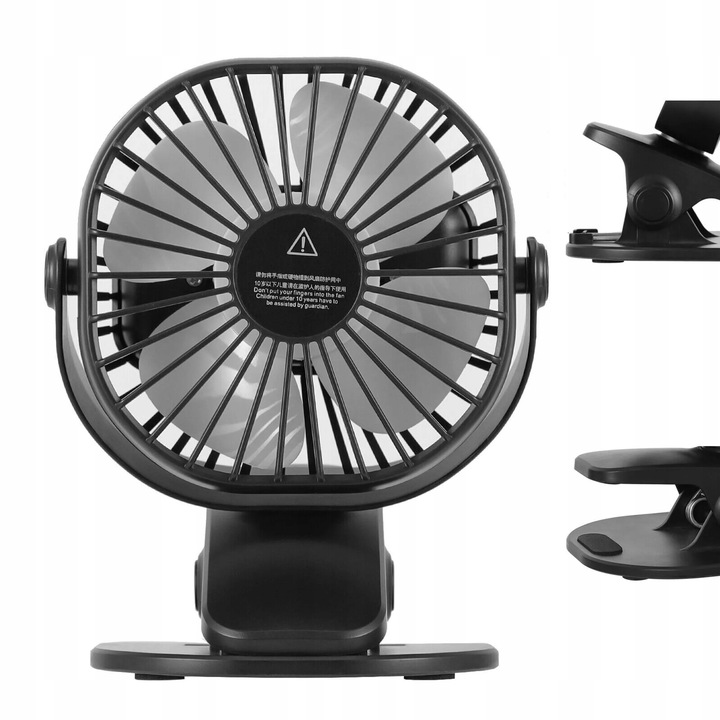 MINI WENTYLATOR NA KLIPS STOŁOWY CICHY USB REGULACJA 360° Z AKUMULATOREM