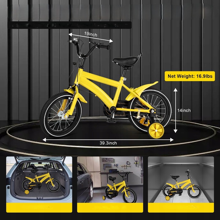 Rower dziecięcy 14 cali - żółty