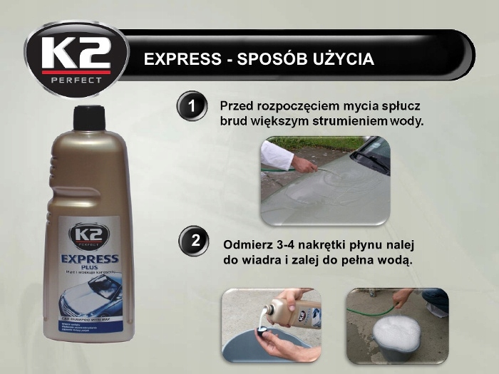 K2 EXPRESS PLUS SZAMPON samochodowy Z WOSKIEM do mycia auta 5000ml 5L