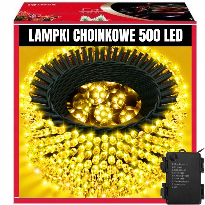 LAMPKI ŚWIATEŁKA CHOINKOWE 500LED ZEWNĘTRZNE WEWNĘTRZNE BIAŁE CIEPŁE 35M