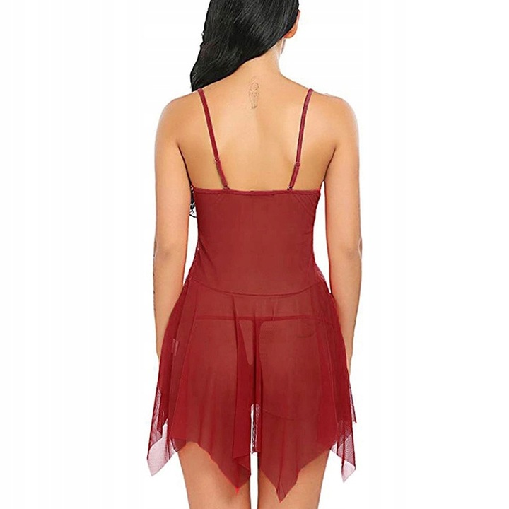 SEKSOWNA KOSZULKA NOCNA DAMSKA KORONKOWA PIŻAMA KORONKA STRINGI WALENTYNKI