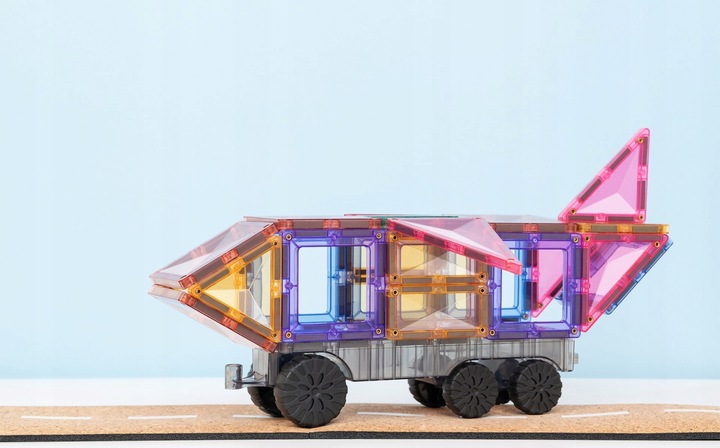 KREATYWNE KLOCKI MAGNETYCZNE POCIĄG 50 EL PASTEL TRANSPORT PACK CONNETIX