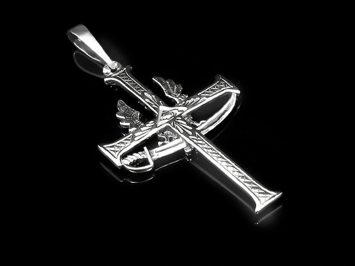 MĘSKI KRZYŻYK SREBRNY PATRIOTYCZNY BÓG HONOR OJCZYZNA SREBRO 925 OKSYDOWANE