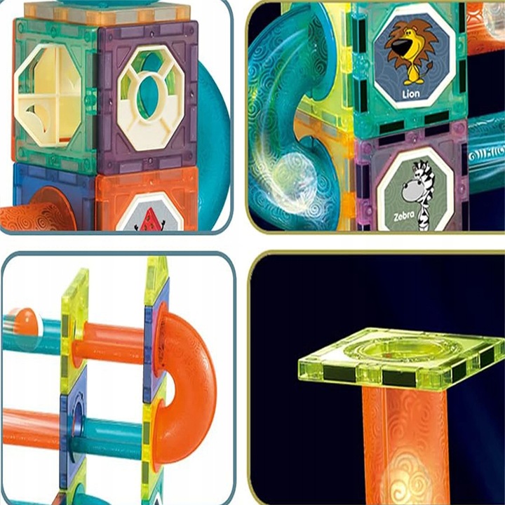 KLOCKI MAGNETYCZNE KONSTRUKCYJNE EDUKACYJNE ZESTAW 110EL PANELE 3D ŚWIECĄCY