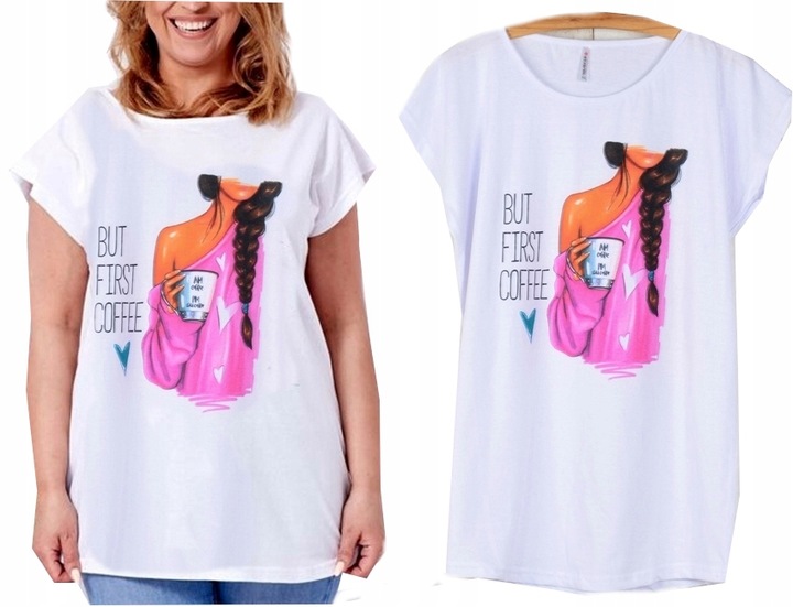 T69 t-shirt BLUZKA TUNIKA PLUS SIZE BAWEŁNA XL/XXL