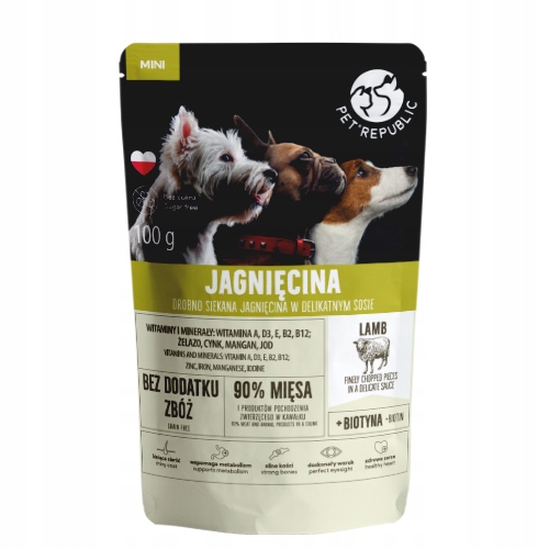 MOKRA KARMA DLA PSA Kawałki mięsa w sosie MIX smaków PETREPUBLIC 20x 100g