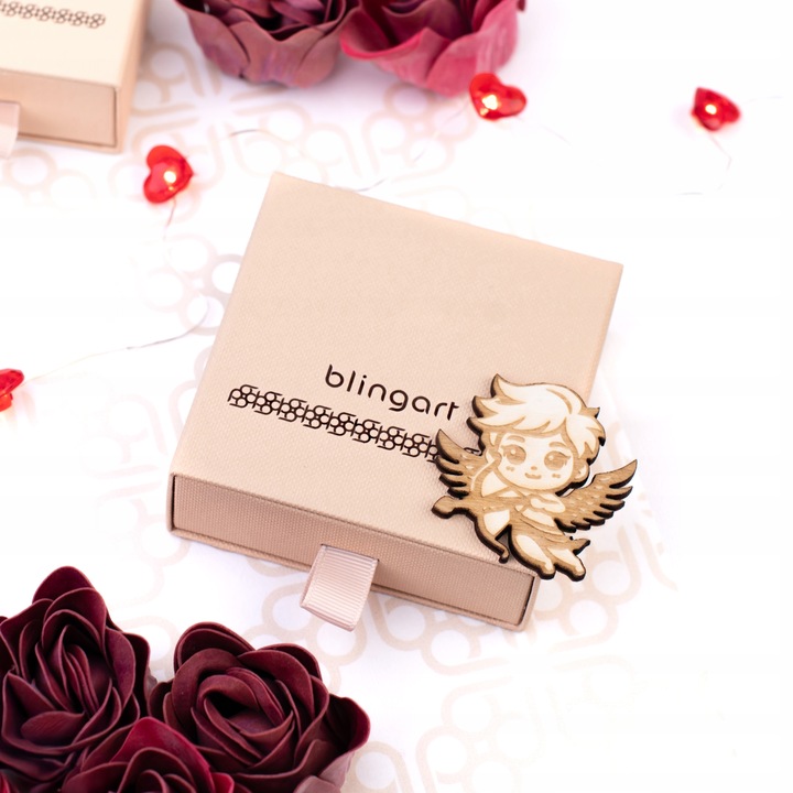 Brelok do kluczy z grawerem PREZENT na WALENTYNKI stal 316L czarny BLINGART