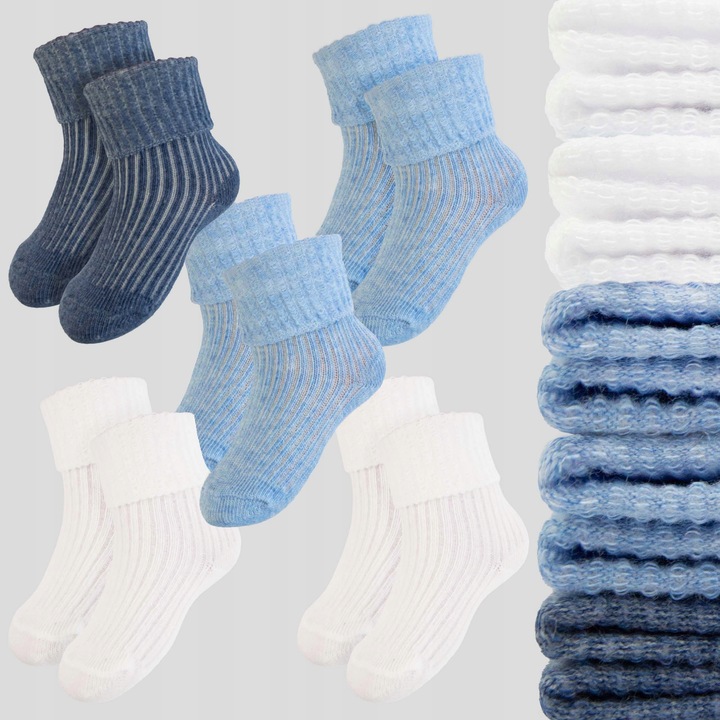 5-pak DELIKATNE BEZUCISKOWE bawełniane skarpetki NIEMOWLĘCE 0-3m r. 56