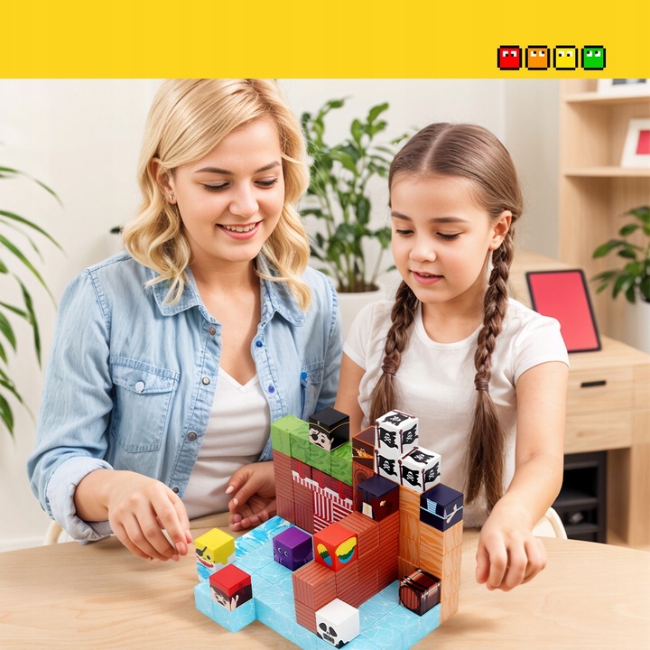 KLOCKI MAGNETYCZNE SZEŚCIANY DLA DZIECI 100 KLOCKÓW MODUŁY EDUKACYJNE STEM