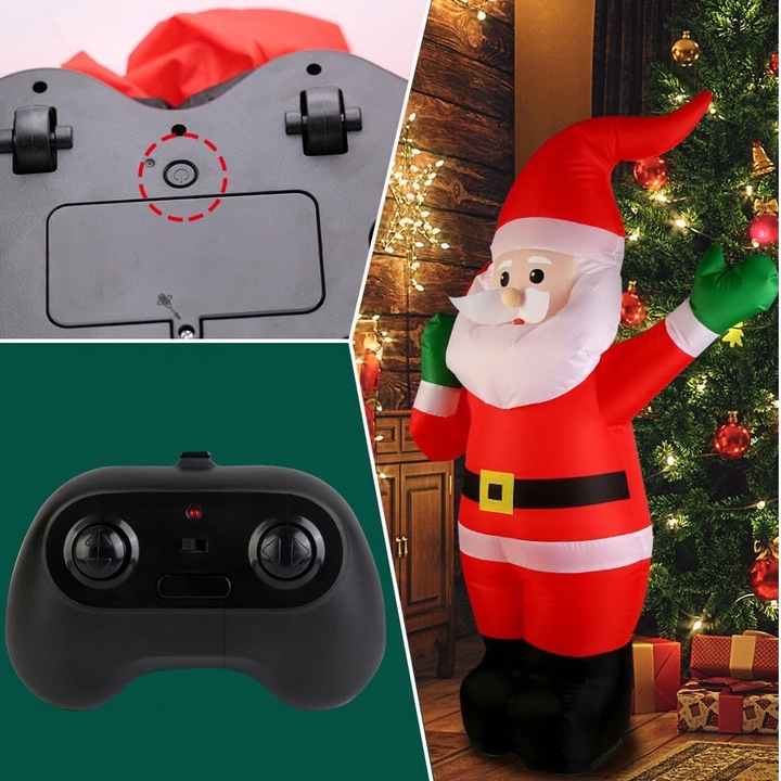 ŚWIĄTECZNY NADMUCHIWANY MIKOŁAJ 110CM Z MUZYKĄ I PILOTEM 2.4GHZ