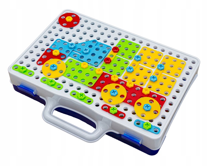 WKRĘTARKA ZESTAW KONSTRUKCYJNY dla dzieci ŚRUBKI 3D Kolorowe klocki Kuferek