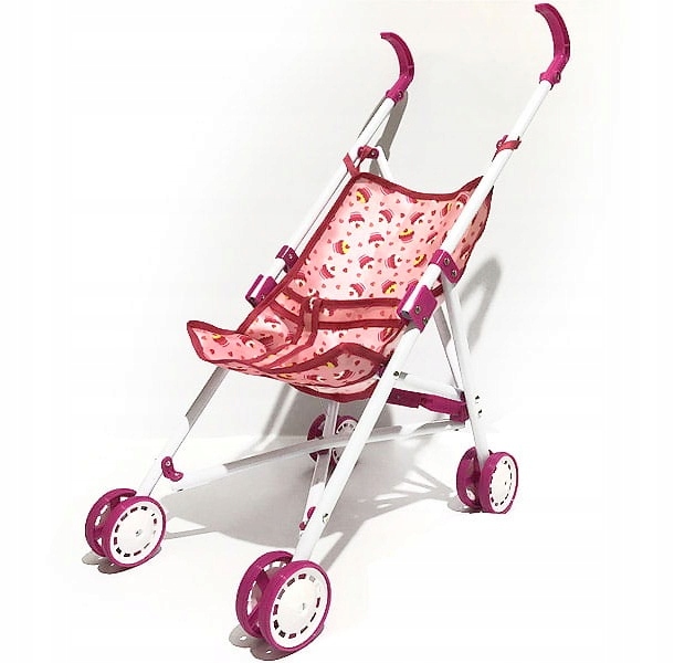 RÓŻOWY WÓZEK DLA LALEK MISIÓW SPACERÓWKA PARASOLKA SKŁADANY