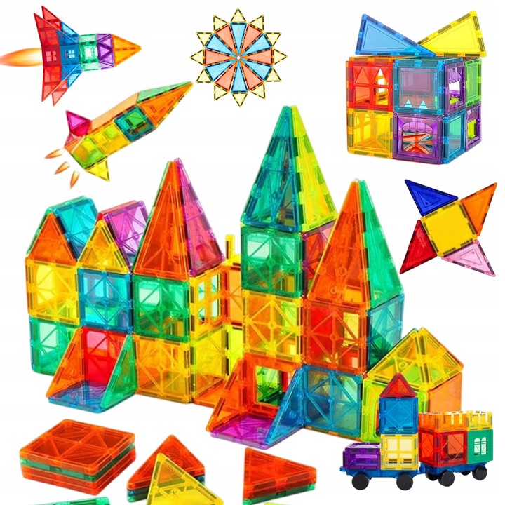 KLOCKI MAGNETYCZNE KAFELKI ZESTAW XXL 100 EL PICASSO RAINBOW MAGNETIC TILES