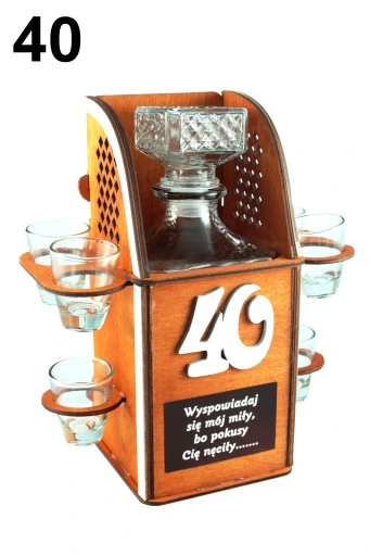 Karafka na alkohol 6 kieliszków kieliszki prezent URODZINY 18-99 WZORY