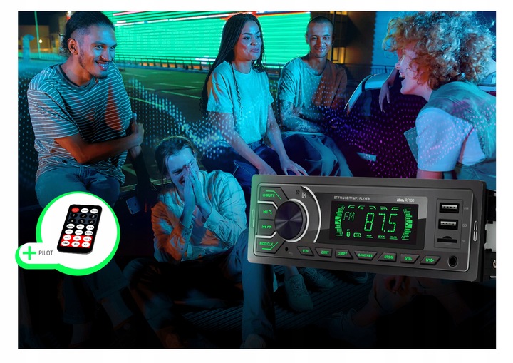Xblitz RF100 Radio samochodowe Bluetooth MP3 USB AUX VarioColor + pilot