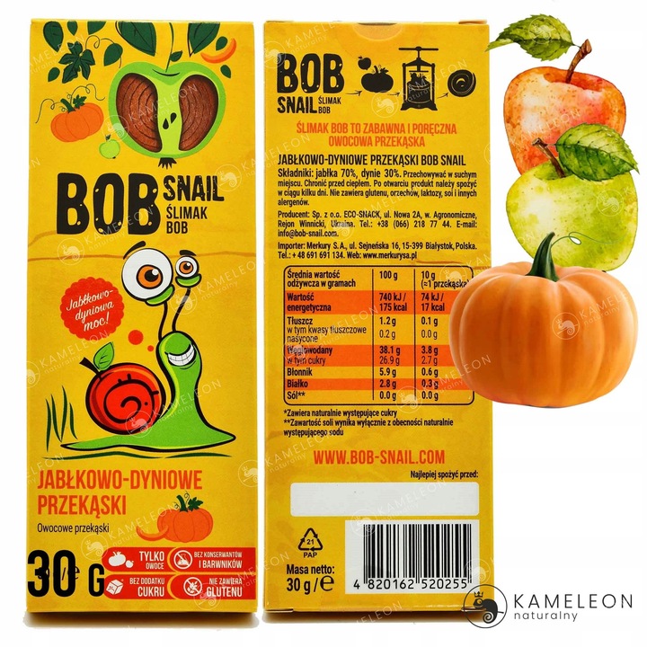 ŚLIMAK BOB SNAIL PRZEKĄSKA bez cukru glutenu 30G MIX SMAKÓW x 8szt 0,24KG