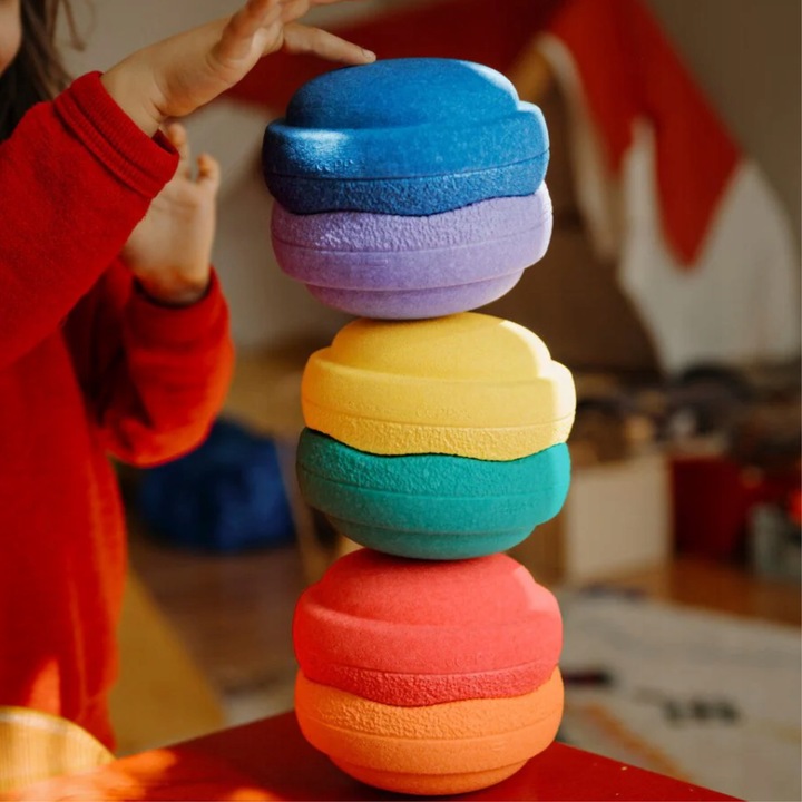 Zestaw 6 Krążków Kamieni Sensorycznych do Zabaw Ruchowych Nauka Równowagi