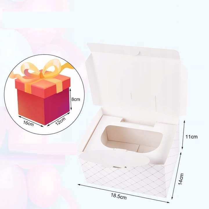 PUDEŁKO OZDOBNE PREZENTOWE DIY NIESPODZIANKA WYBUCH URODZINY +2X KONFETTI