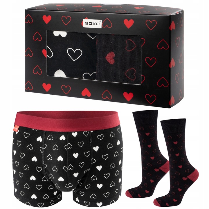 Prezent dla chłopaka na walentynki SOXO skarpetki męskie + bokserki XL