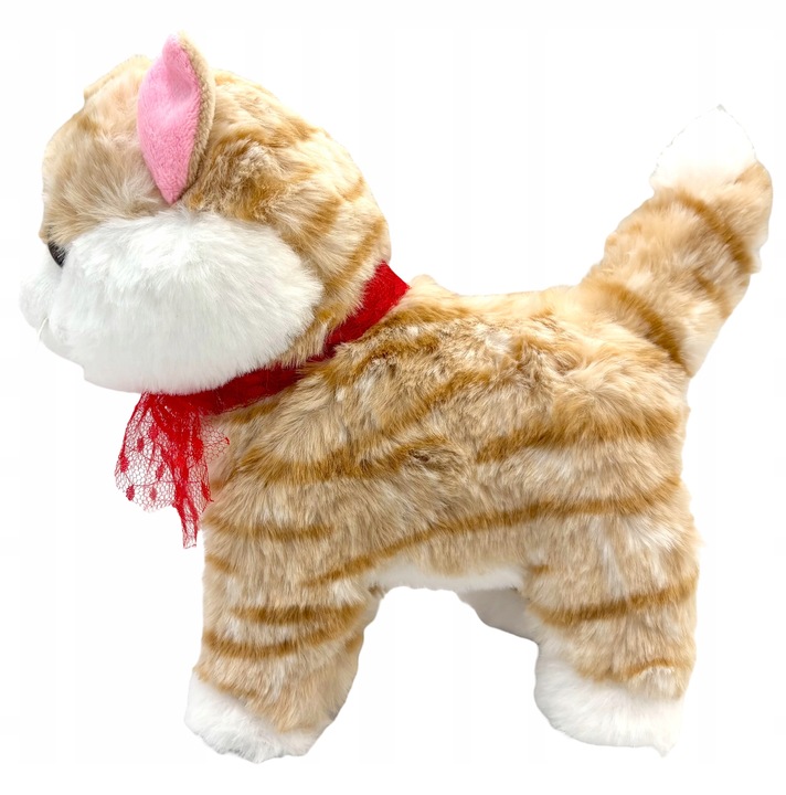 Kotek na smyczy interaktywny kot pluszowy chodzący kotek na baterie rudy sm