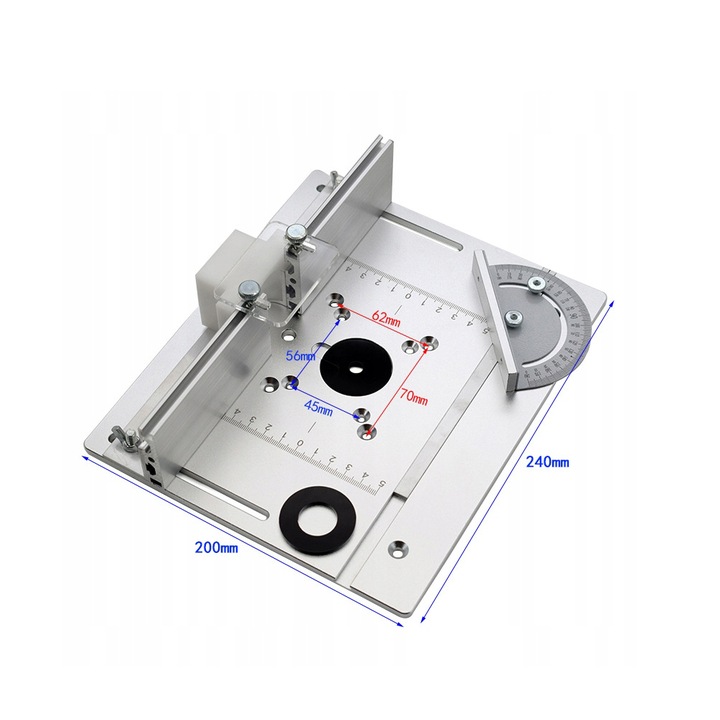 ALUMINIOWA PŁYTA DO STOŁU FREZARKI Z PROWADNICĄ UKOŚNĄ I PŁOTEM PROFESJONAL