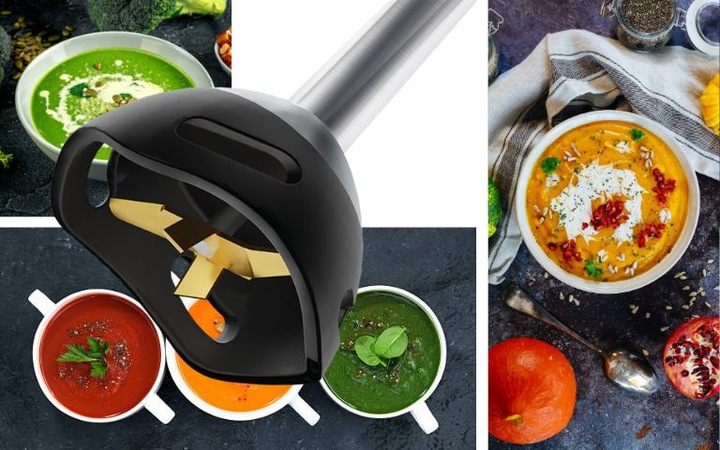 MOCNY BLENDER RĘCZNY ŁUCZNIK JK-1200 OSTRZE TYTAN TURBO KRUSZY LÓD 1200 W