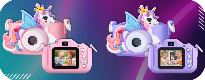 APARAT CYFROWY DLA DZIECI JEDNOROŻEC SELFIE KAMERA+KARTA 32GB MENU PL