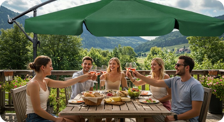 Parasol ogrodowy duży składany z wysięgnikiem pokrowiec 6 segmentów Ø 350cm