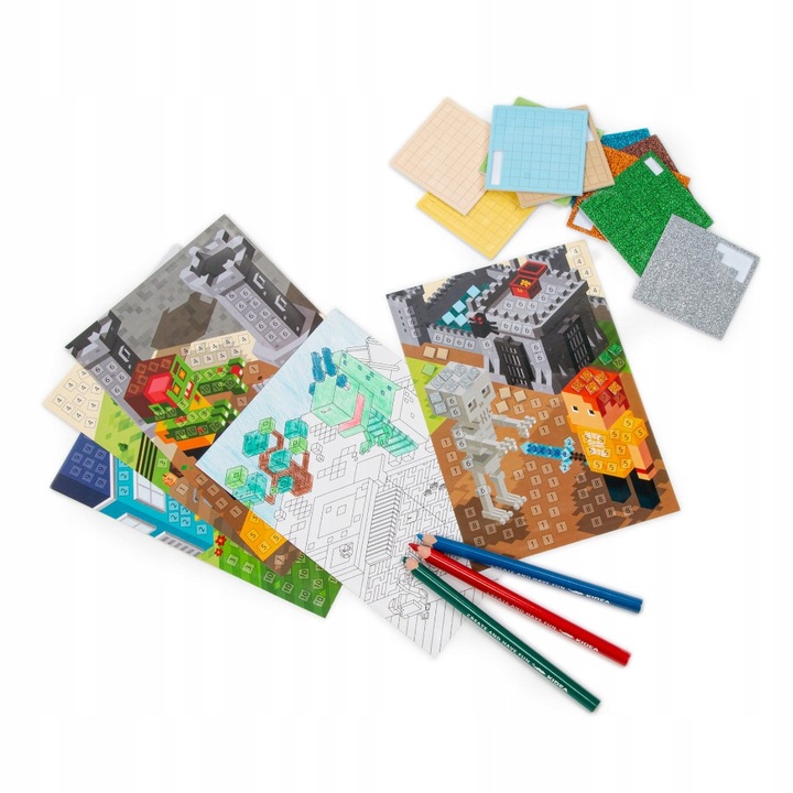 Kolorowanka + kreatywna mozaika dla chłopca MINECRAFT zestaw KIDEA