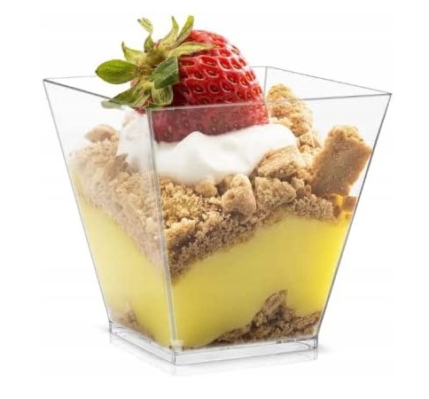 POJEMNIKI PUCHARKI KWADRATOWE DO DESERÓW KUBKI SŁODKI STÓŁ BUFET 60ML 50szt