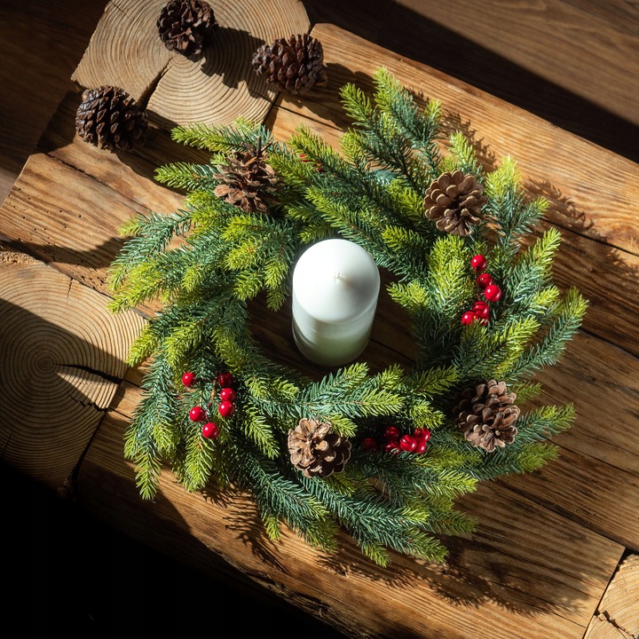 WIANEK ŚWIĄTECZNY STROIK NA DRZWI STÓŁ WIENIEC OZDOBA PREMIUM ŚWIĘTA 45 cm