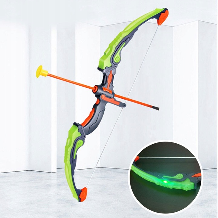 ŁUK ŚWIECĄCY LED +TARCZA DUŻY ZESTAW Z TARCZĄ DLA DZIECI STRZELANIE DO CELU