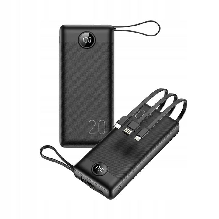 POWERBANK VEGER C20 BATERIA 20000mAh USB-C micro Lightning +wbudowany kabel
