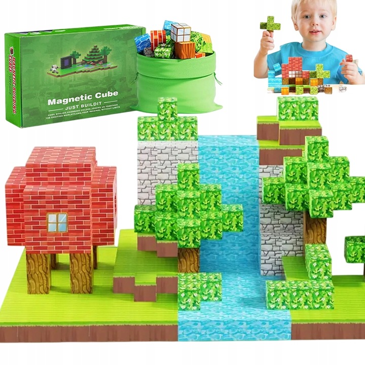 KLOCKI MAGNETYCZNE KLOCKI SZEŚCIANY 100PCS KREATYWNE ZABAWKI DLA DZIECI