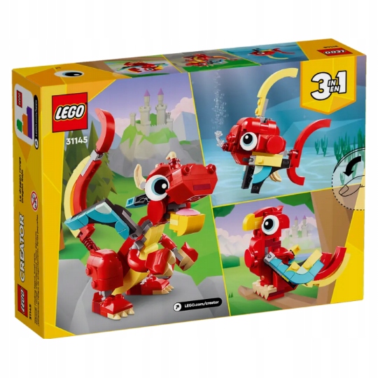 LEGO Creator 3in1 31145 Ruchome Figurki Czerwony smok Feniks Ryba 3w1