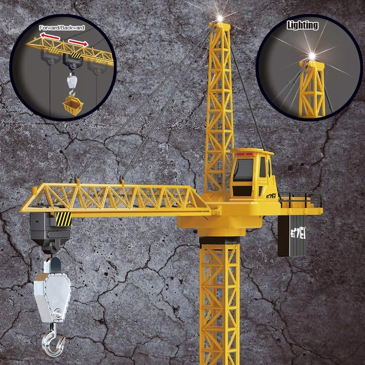 DŹWIG RC DLA DZIECI ŻURAW BUDOWLANY STEROWANY 128cm OBROTOWY +KASK MATADI