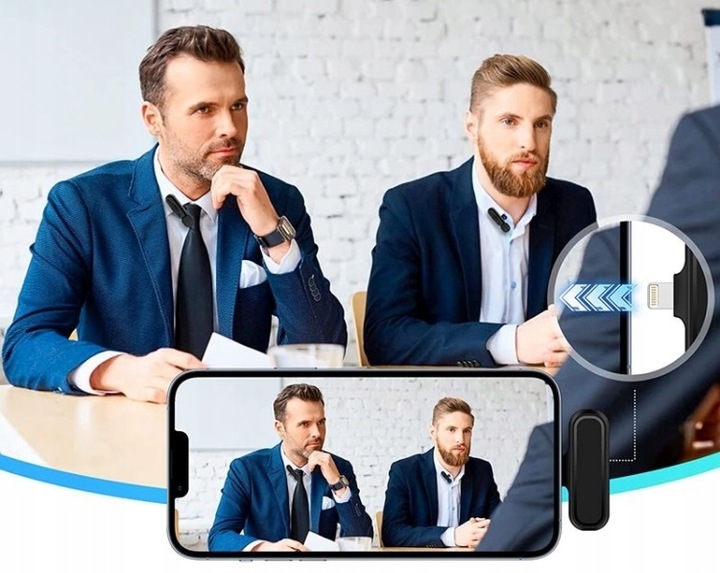2X MIKROFON KRAWATOWY IPHONE BEZPRZEWODOWY + ETUI