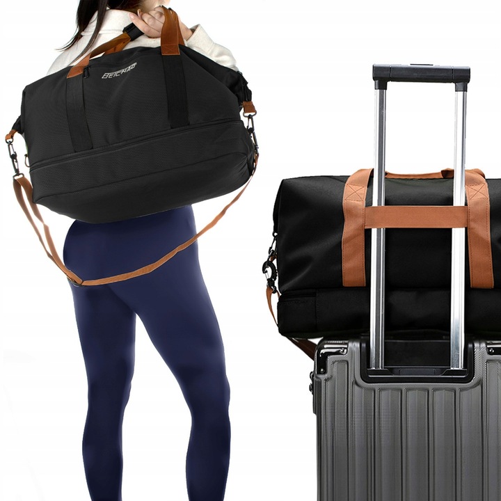 Torba Podróżna DUŻA Sportowa Bagaż Podręczny Turystyczna Wodoodporna Czarna
