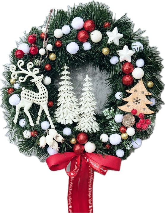 WIANEK ŚWIĄTECZNY BOŻE NARODZENIE WIENIEC NA DRZWI STROIK CHOINKI RENIFER