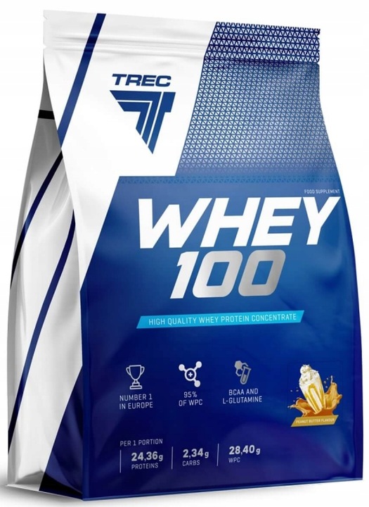 WPC Trec Whey 100 900g PYSZNE BIAŁKO PROTEINY NA MASĘ MIĘŚNIE DO TRENINGU