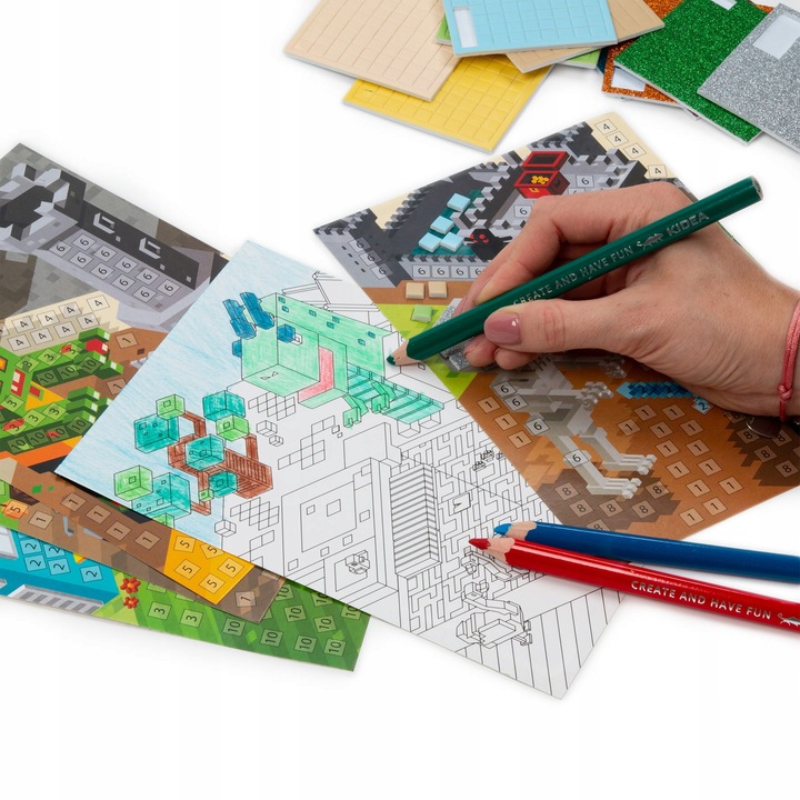 Kolorowanka + kreatywna mozaika dla chłopca MINECRAFT zestaw KIDEA