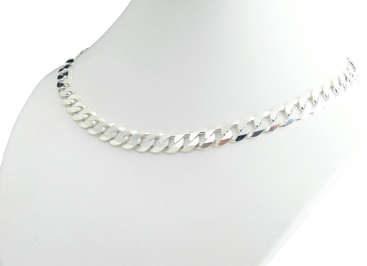 Srebrny Łańcuszek Pancerka Diamentowany Krzyż 50cm