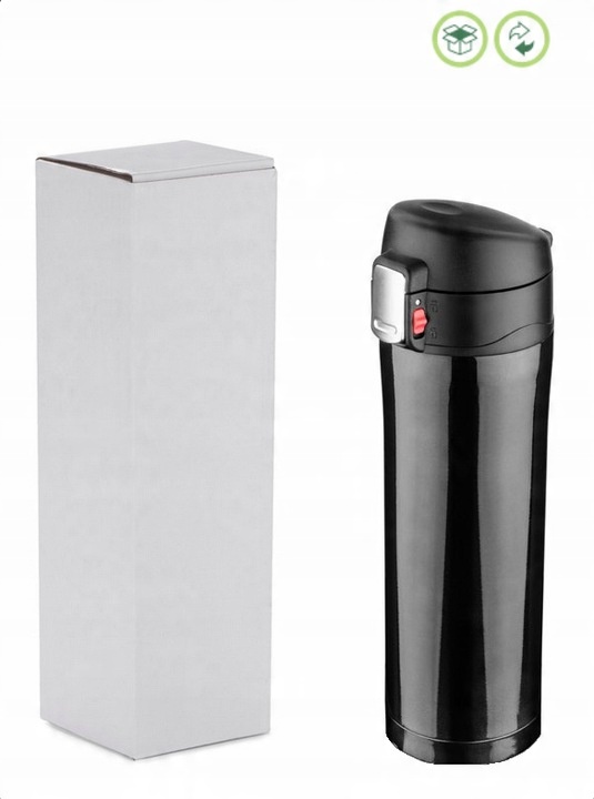 KUBEK TERMICZNY TERMOS NA KAWĘ HERBATĘ DO SAMOCHODU 440 ml PREZENT CZARNY