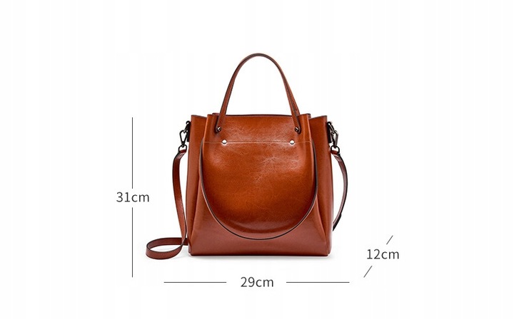 TOREBKA DAMSKA NA RAMIĘ SKÓRZANA TORBA CZARNY DO RĘKI SHOPPER PASEK