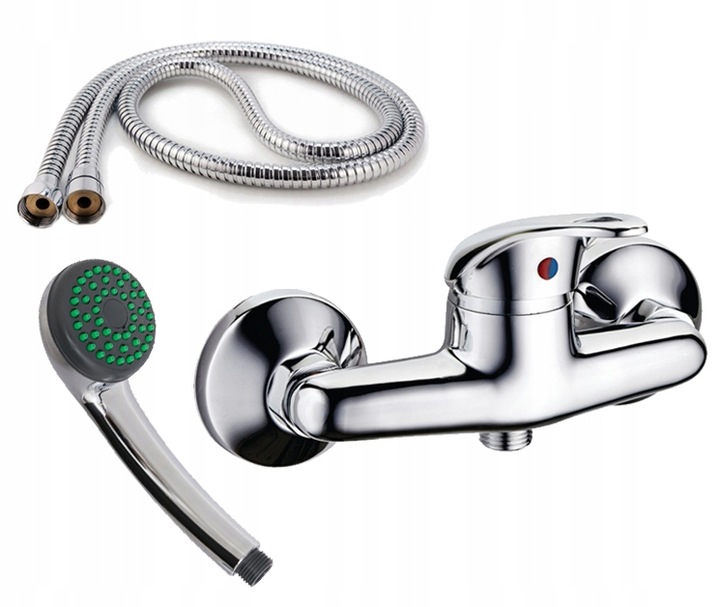 BATERIA PRYSZNICOWA WANNOWA NATRYSKOWA ŚCIENNA DO KABINY UCHWYT WĄŻ ZESTAW