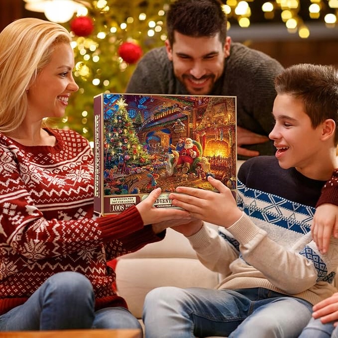 Kalendarz adwentowy Puzzle 1008 elementów na Boże Narodzenie Święty Mikołaj