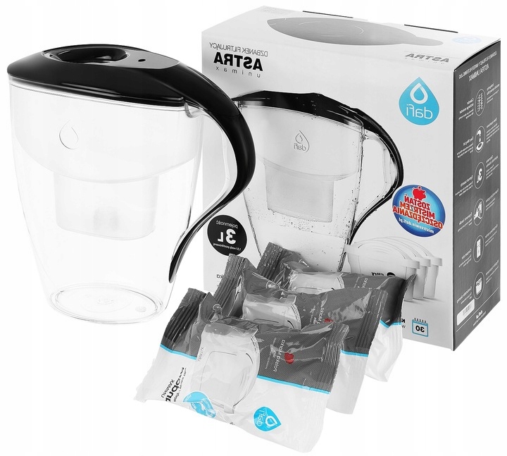 Dzbanek filtrujący Dafi ASTRA 3L na wodę + 3x filtr Dafi Unimax