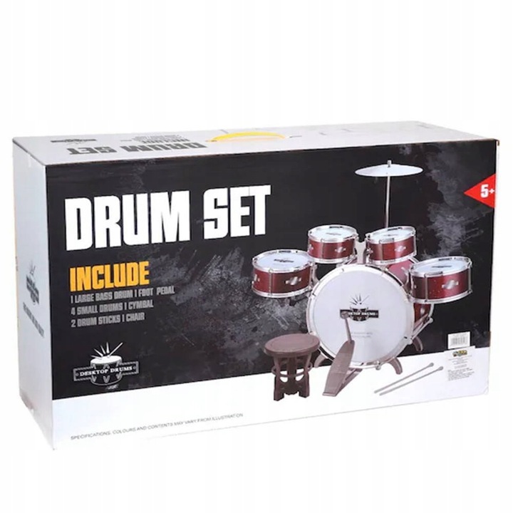DUŻA PERKUSJA 5 BĘBNOWA KRZESEŁKO DLA DZIECKA BĘBNY TALERZE INSTRUMNET